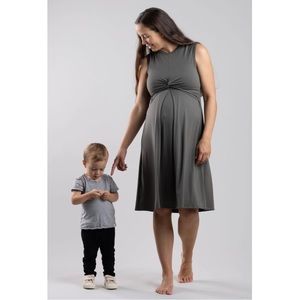 Simple Wishes Debra Maternity Nursing Dress Olive Green Size Medium